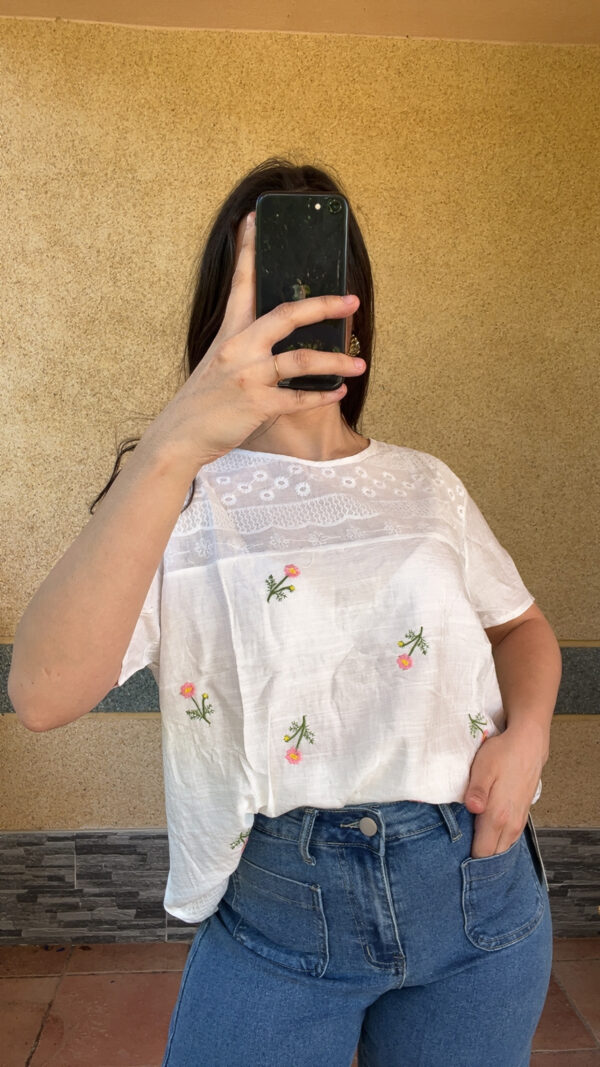 T-shirt broder rose fuschia Candy – Image 4