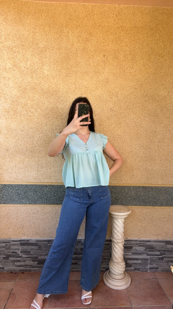 Blouse Marie Vert / Bleu – Image 3