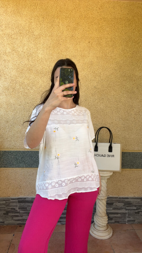 T-shirt broder rose pale Candy – Image 3