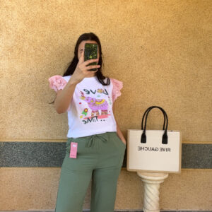 T-shirt volant rose Amaya