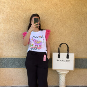 T-shirt volant fuschia Amaya