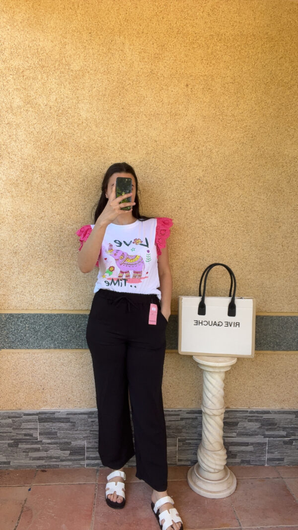 T-shirt volant fuschia Amaya