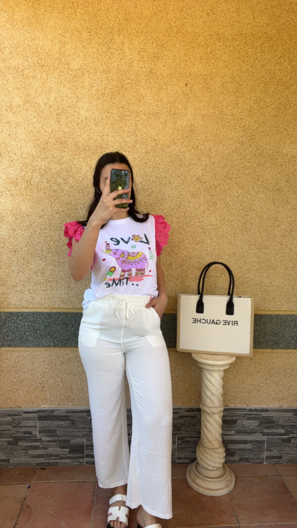 T-shirt volant fuschia Amaya – Image 2